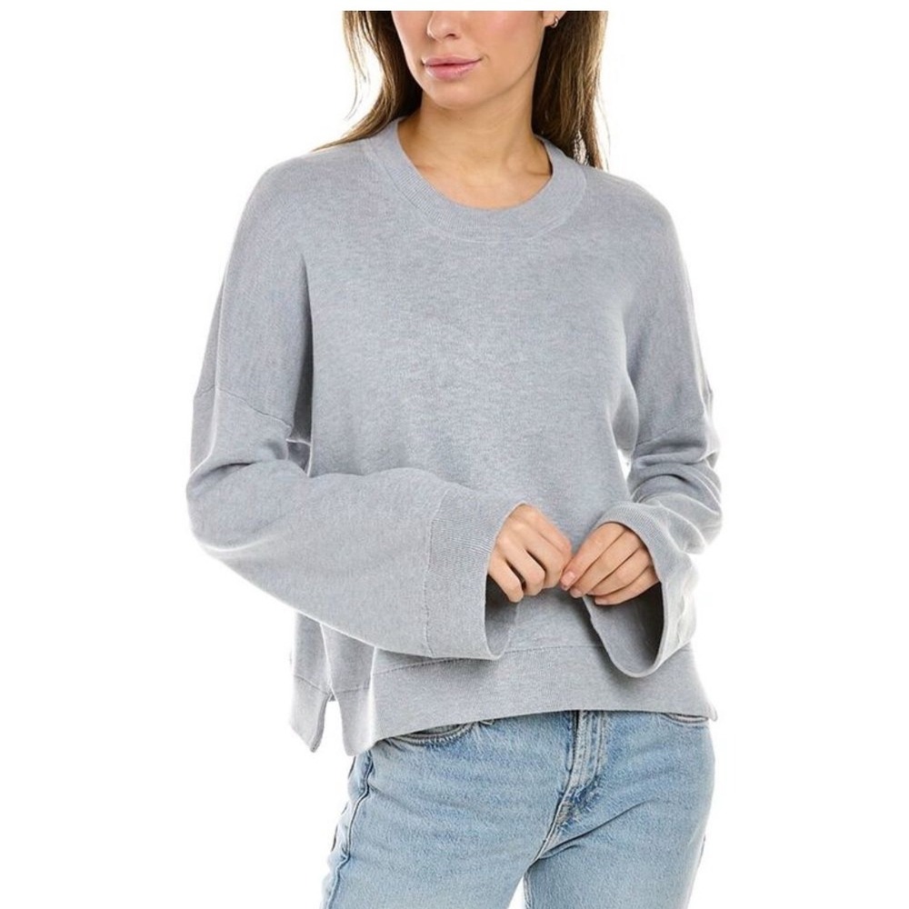 Zadig & Voltaire Livia Knit Sweater Blue Purple Cropped Bell Sleeve Size L